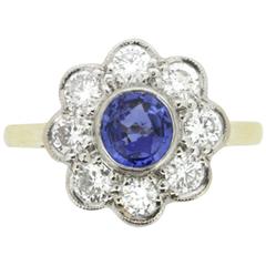 Vintage Sapphire and Diamond Flower Cluster Ring, circa 1970s 6