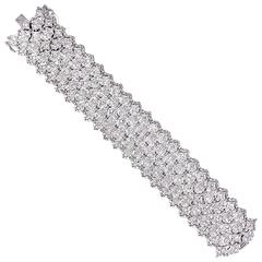 Vintage Wide Diamond Platinum Florentine Lace Bracelet