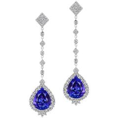 Tanzanite Diamond White Gold Drop Earrings