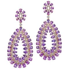 Purple Sapphire Diamond Chandelier Earrings 10