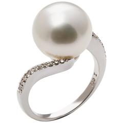 Lust Pearls 0.15 Carat Diamond Ring White Pink Round Australian South Sea Pearl