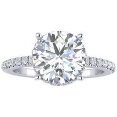 Ferrucci GIA Certified 2.03 Carat Round Diamond Platinum Ring 9