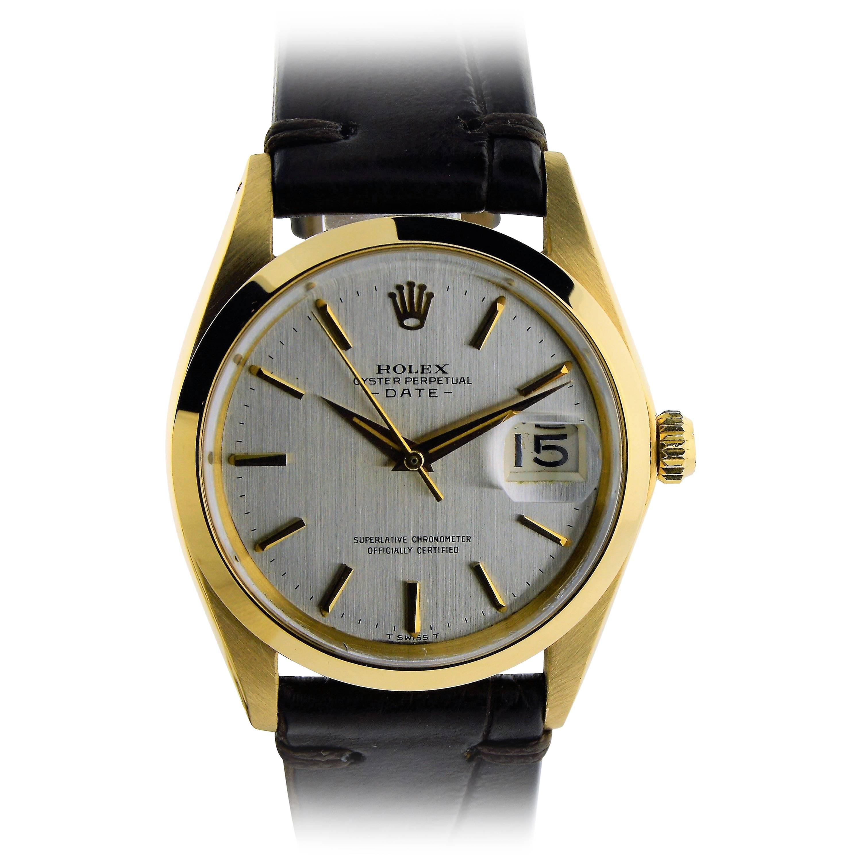 Rolex Yellow Gold Original Dial Date Chronometer Wristwatch
