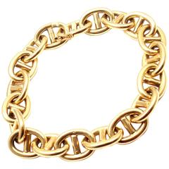 1960s French Solid Yellow Gold Anchor Link Bracelet