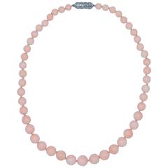 Angel Skin Coral Bead and Diamond Necklace 12