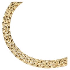 Cartier 18 Karat Yellow Gold Diamond Oval Link Collar Maillon Necklace