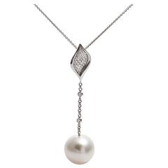 Australian South Sea Pearls 0.79ct White Diamond Earring and Necklace Set