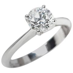 GIA Certified Round Brilliant Cut 1.00 Carat Diamond Platinum Engagement Ring 12