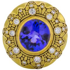 Alex Sepkus Blue Tanzanite Diamond gold Pin Pendant