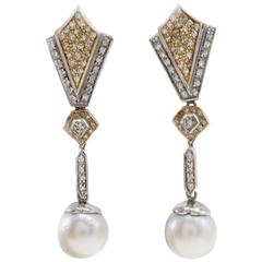 Luise Gold Diamond Pearl Earrings 12