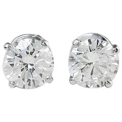 Cartier GIA Certified 4.03 Carat Diamond Stud Earrings