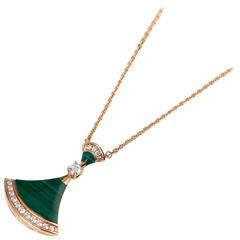 Bulgari Malachite Diamond Rose Gold Divas Dream Necklace