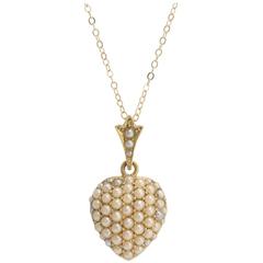 Seed Pearl Studded Victorian Heart Locket