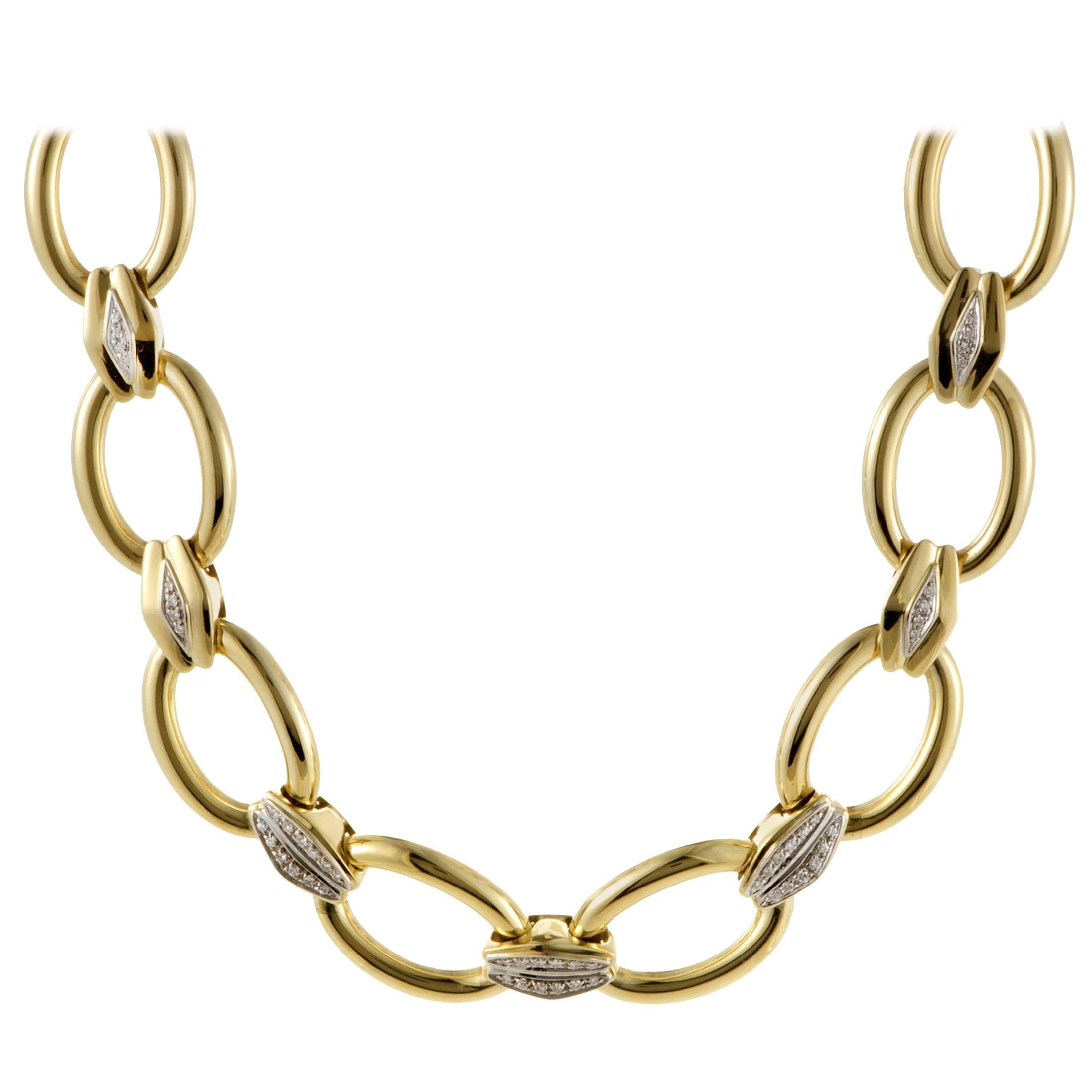 Damiani Diamond Yellow and White Gold Link Collar Necklace