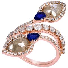 Ice Diamond Sapphire Rose Gold Ring 6