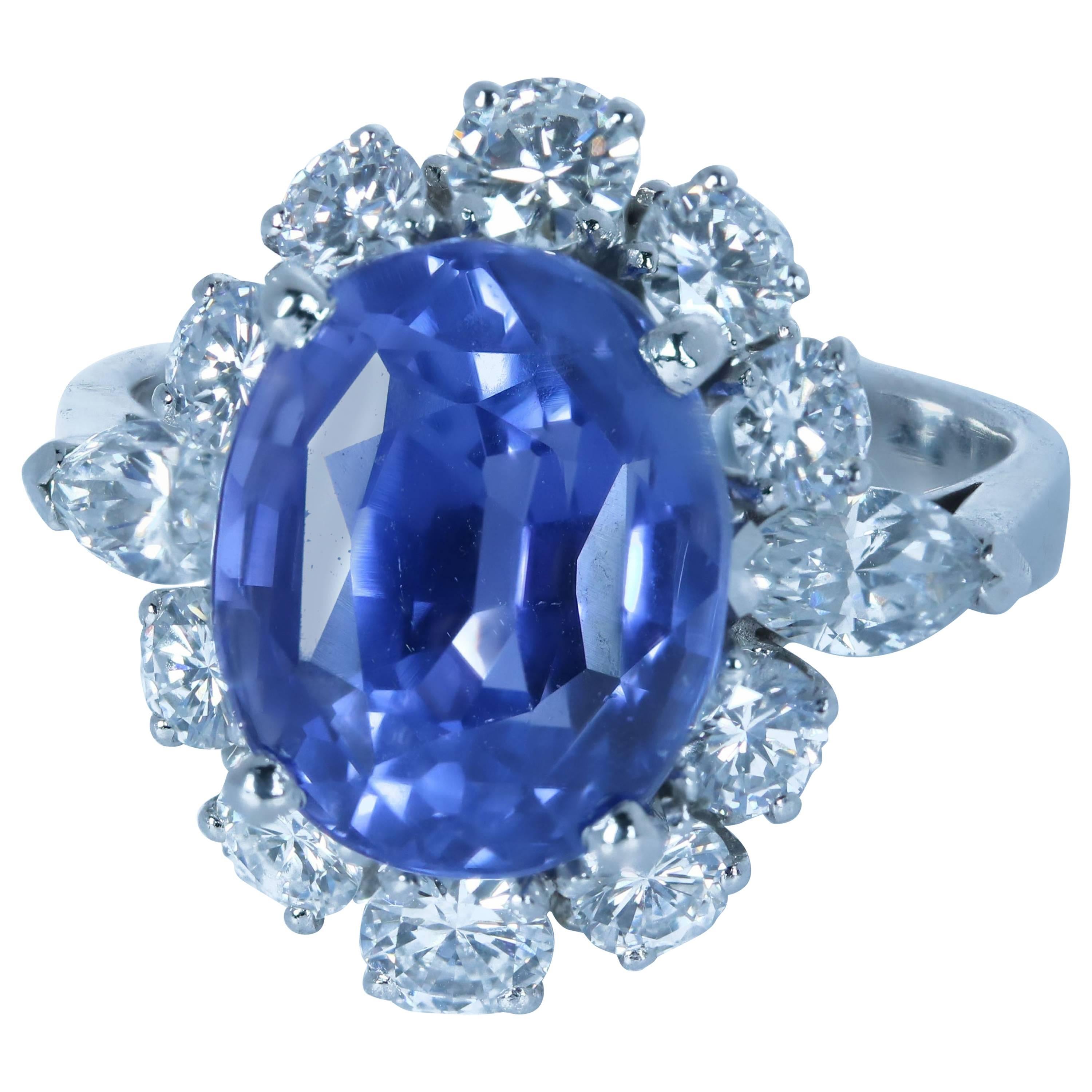 Bluish Violet Unheated Ceylon Sapphire Diamond White Gold Ring For Sale