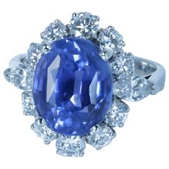 Bluish Violet Unheated Ceylon Sapphire Diamond White Gold Ring