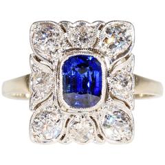 Belle Époque Sapphire Diamonds Gold Platinum Ring 5