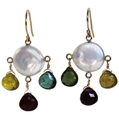 Martina J Tourmaline Three-Color Briolettes Gold Wire Earrings 5