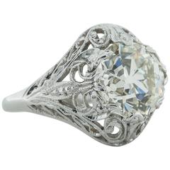 3.03 Carat Old European Cut Diamond White Gold Ring