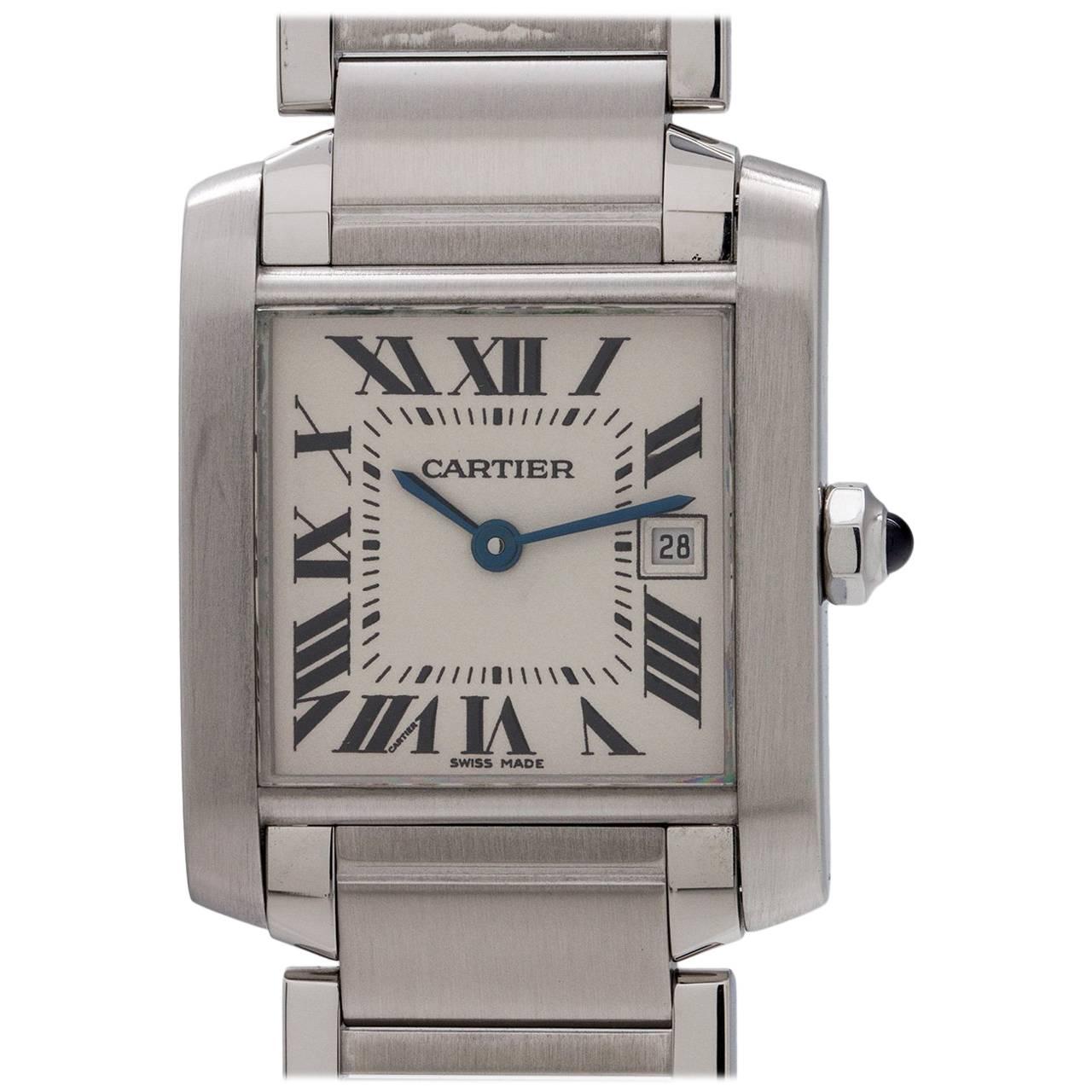 Cartier Stainless Steel Tank Francaise Midsize Quartz Wristwatch, circa 2000