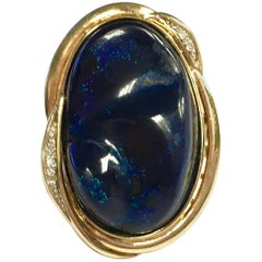 Azure Malachite Diamond Gold Cocktail Ring