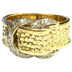 Hammerman Brothers Diamond Two-Color Gold Buckle Band Ring