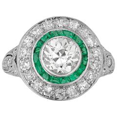 Art Deco Diamond and Emerald Ring 6