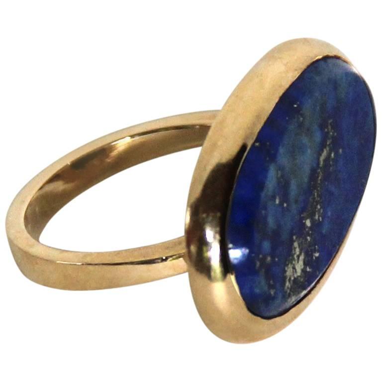 Marina J Oval Lapis Lazuli Gold Ring