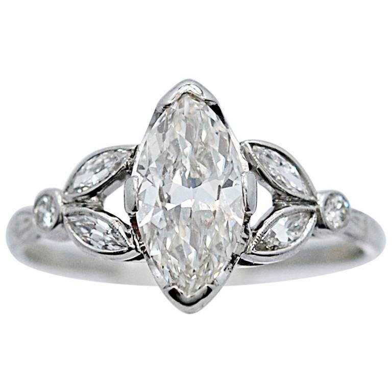 Art Deco 1.33 Carat Diamond Platinum Engagement Ring