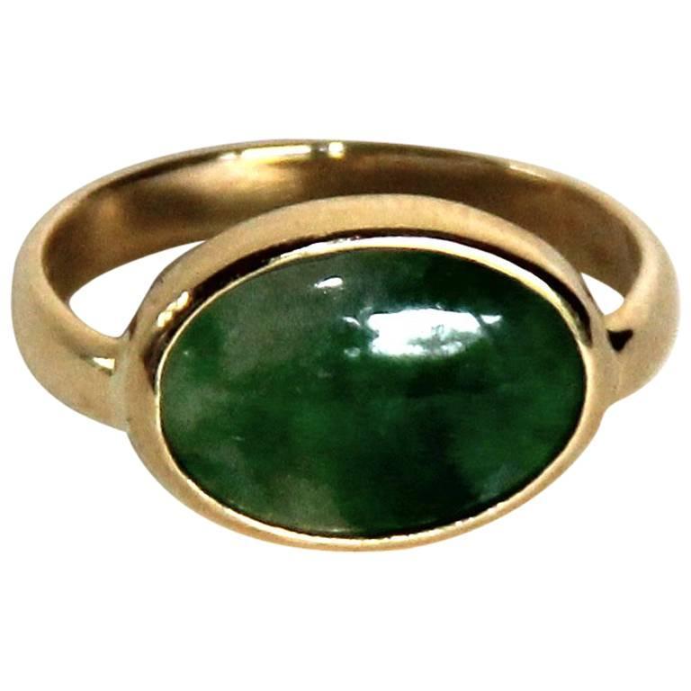 Marina J Jade Cabochon Gold Pinky Ring at 1stDibs jade pinky ring