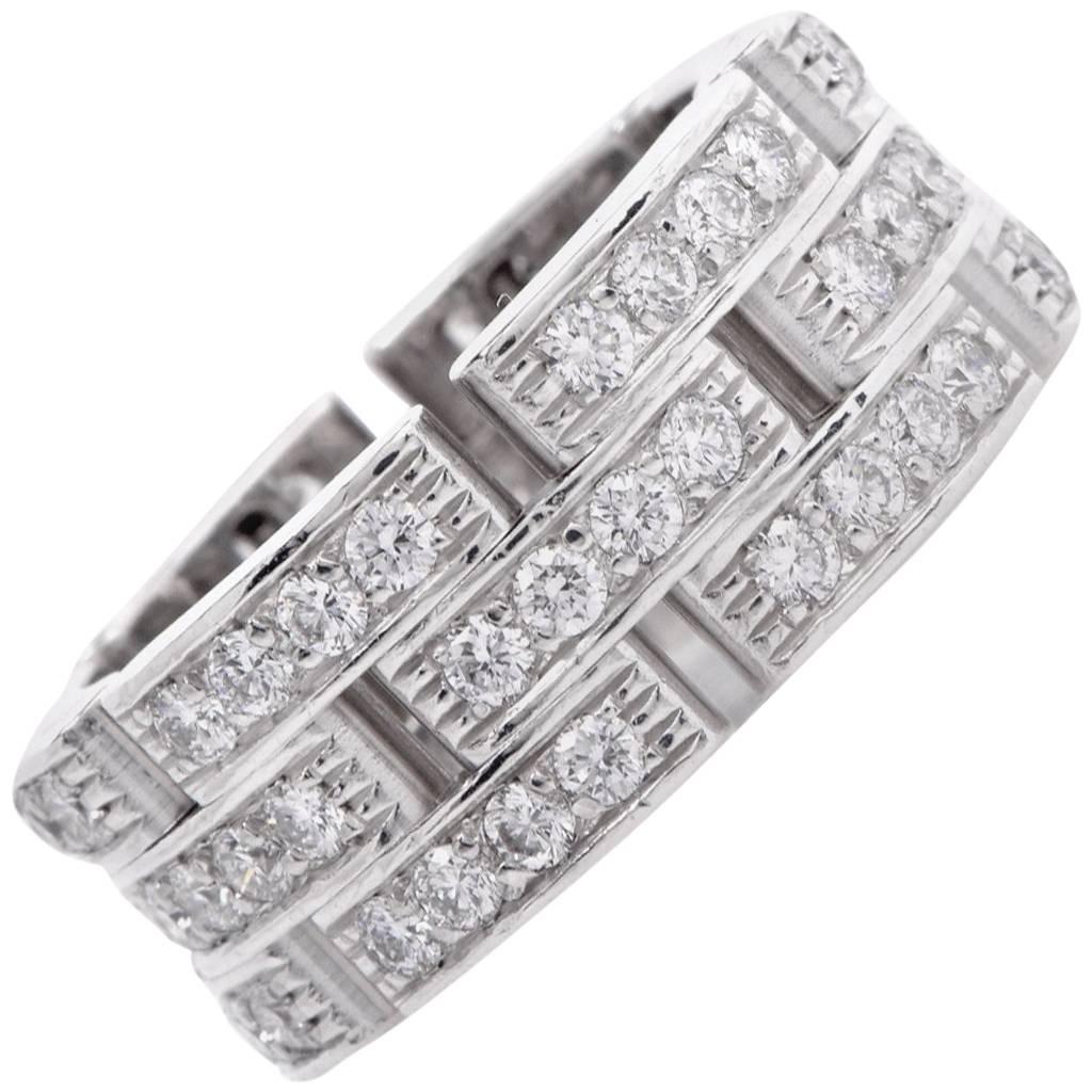 Cartier Diamond White Gold Maillon Panthère Wide Band Ring