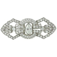 Art Deco Diamond Platinum Filigree Brooch