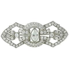 Art Deco Diamond Platinum Filigree Brooch 6