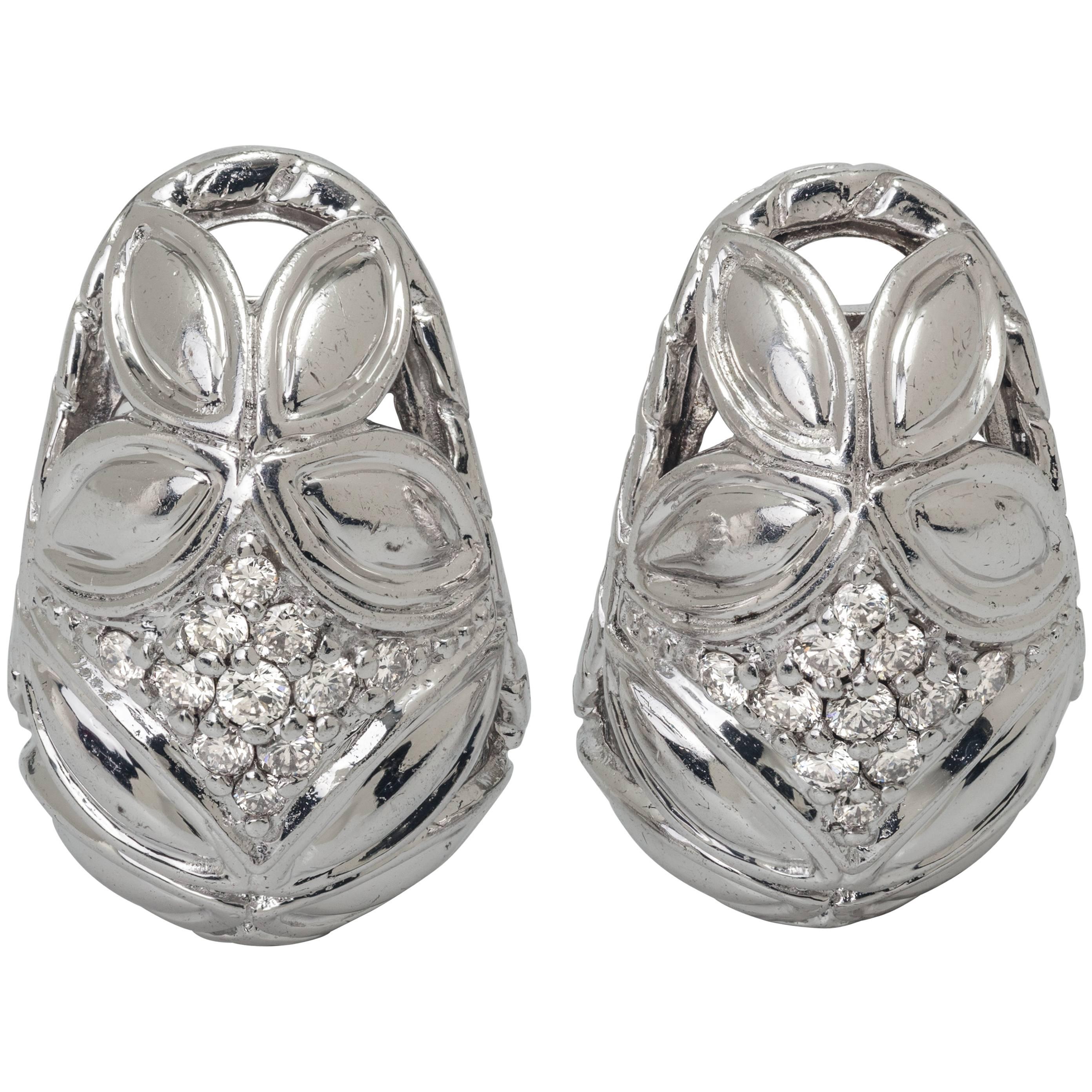 John Hardy 0.37 Carat Diamond Sterling Silver Earrings  For Sale