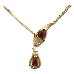 1860s Antique 3.92 Carat Garnet and Yellow Gold Dragon Necklace at ...