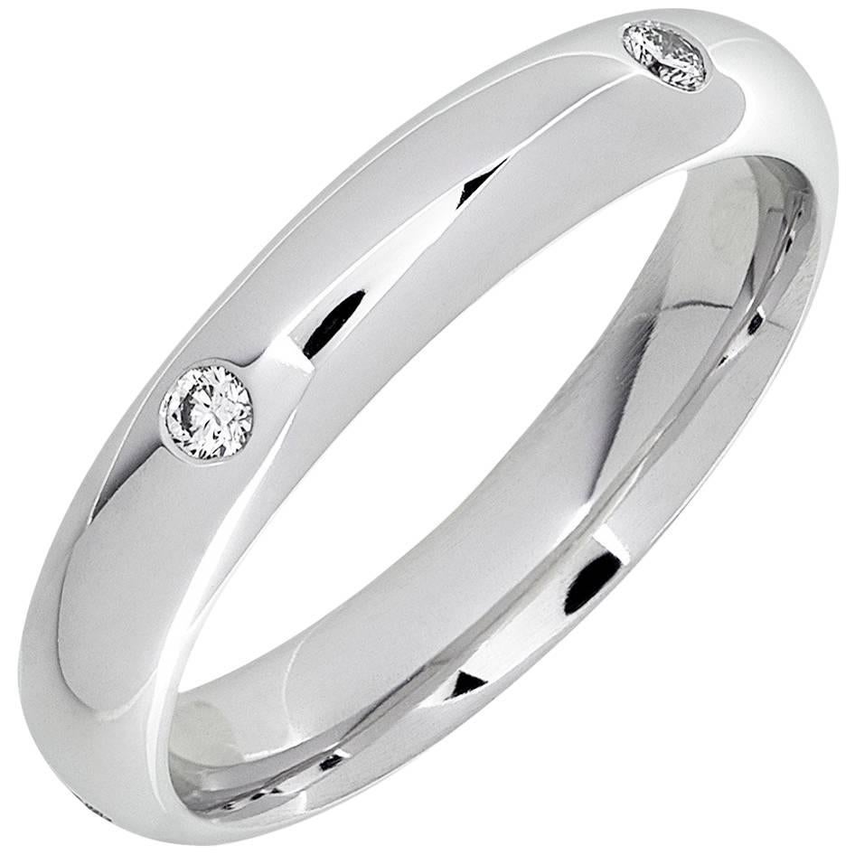 White Gold Brilliant White Diamond Wedding Band Ring For Sale