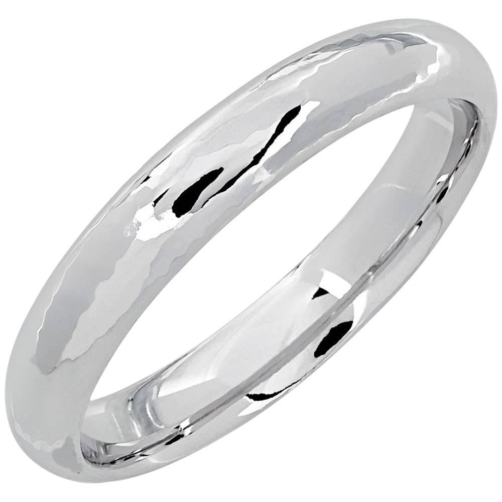 White Gold Textured Wedding Band Ring For Sale