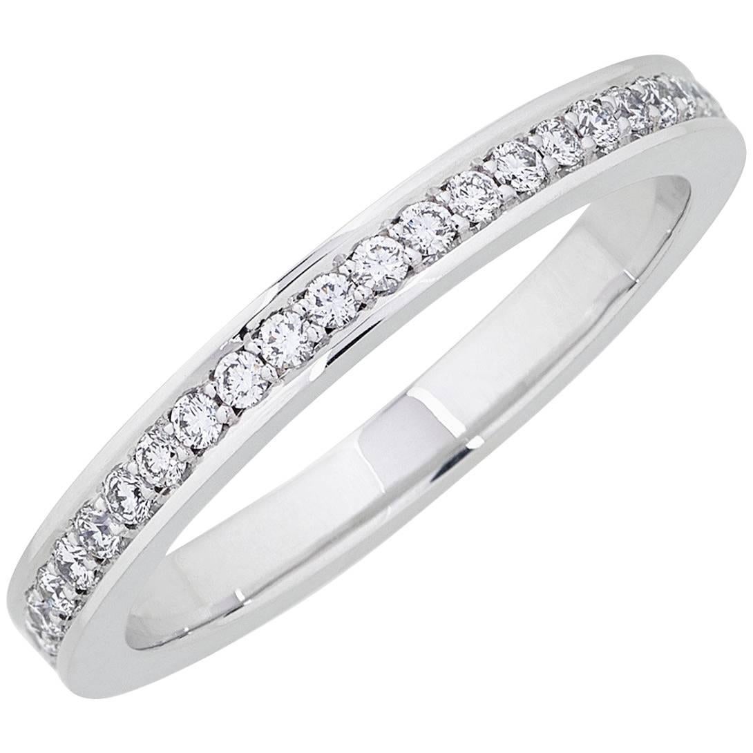White Gold Pave Set White Diamond Brilliant Full Eternity Wedding Band Ring For Sale