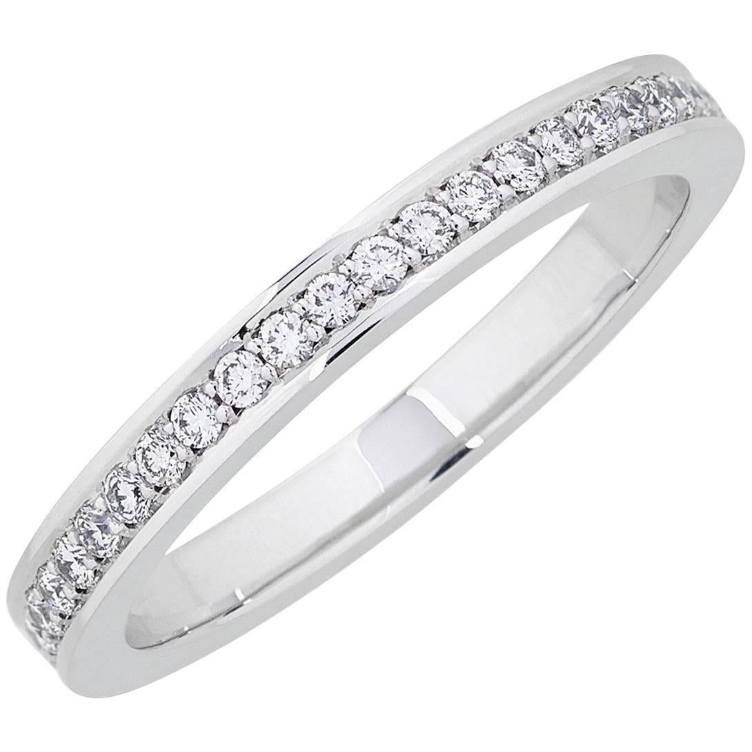 White Gold Pave Set White Diamond Brilliant Half Eternity Wedding Band Ring For Sale