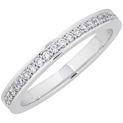 White Gold Pave Set White Diamond Brilliant Half Eternity Wedding Band Ring