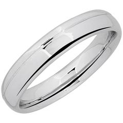 White Gold Classic Engraved Line Wedding Band Ring