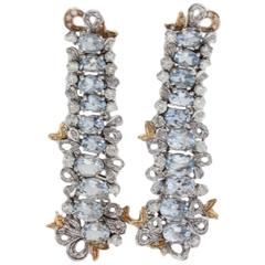 Luise Gold Diamond Aquamarine Drop Earrings 7