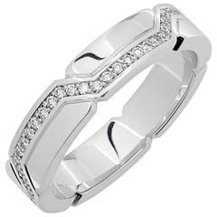 White Gold Pave Set White Diamond Brilliant Art Deco Wedding Band Ring