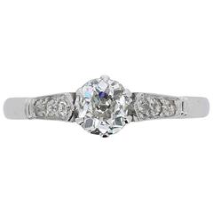 Antique 0.60 Carat Old Cut Diamond Engagement Ring with Set Shoulders