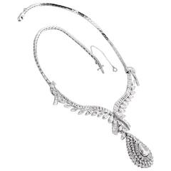 Celebrity 33.01 Carat Baguette Pear Diamond Platinum Drop Necklace 11