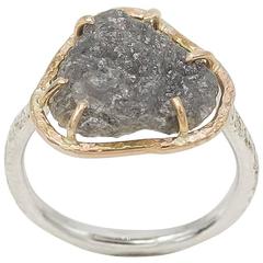 Raw Diamond Sterling Silver Gold Ring 9