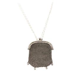 Antique Art Deco Sterling Silver Mini Mesh Purse Pendant