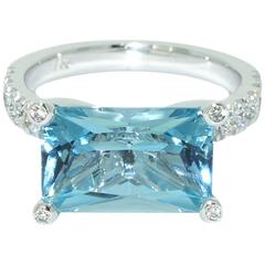 Lizunova Aquamarine Diamond White Gold Ring