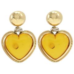 Vintage Luise Gold Amber Drop Earrings